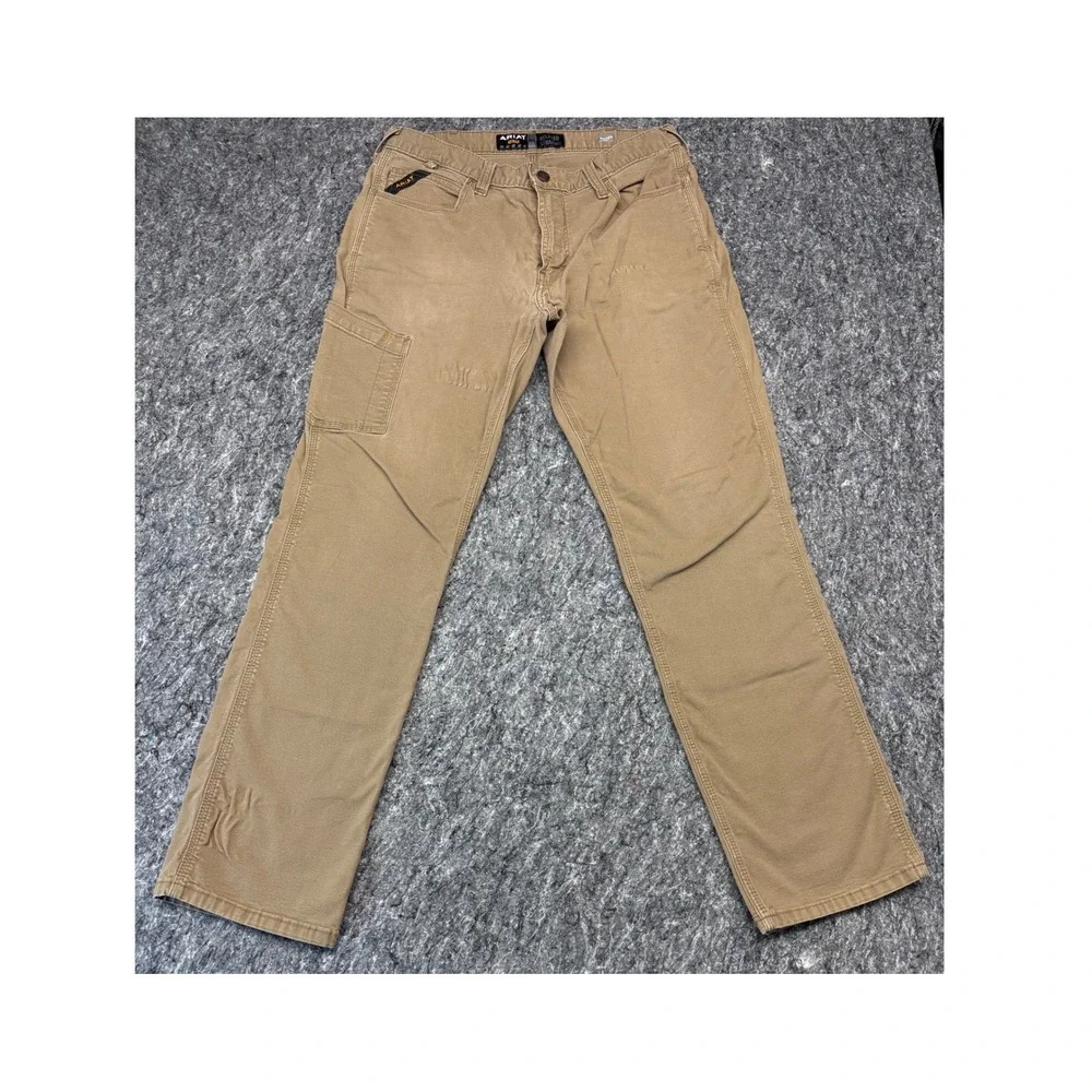 Ariat Rebar M4 Relaxed Straight Work Pants Mens 34x34 Tan Canvas Utility Cargo